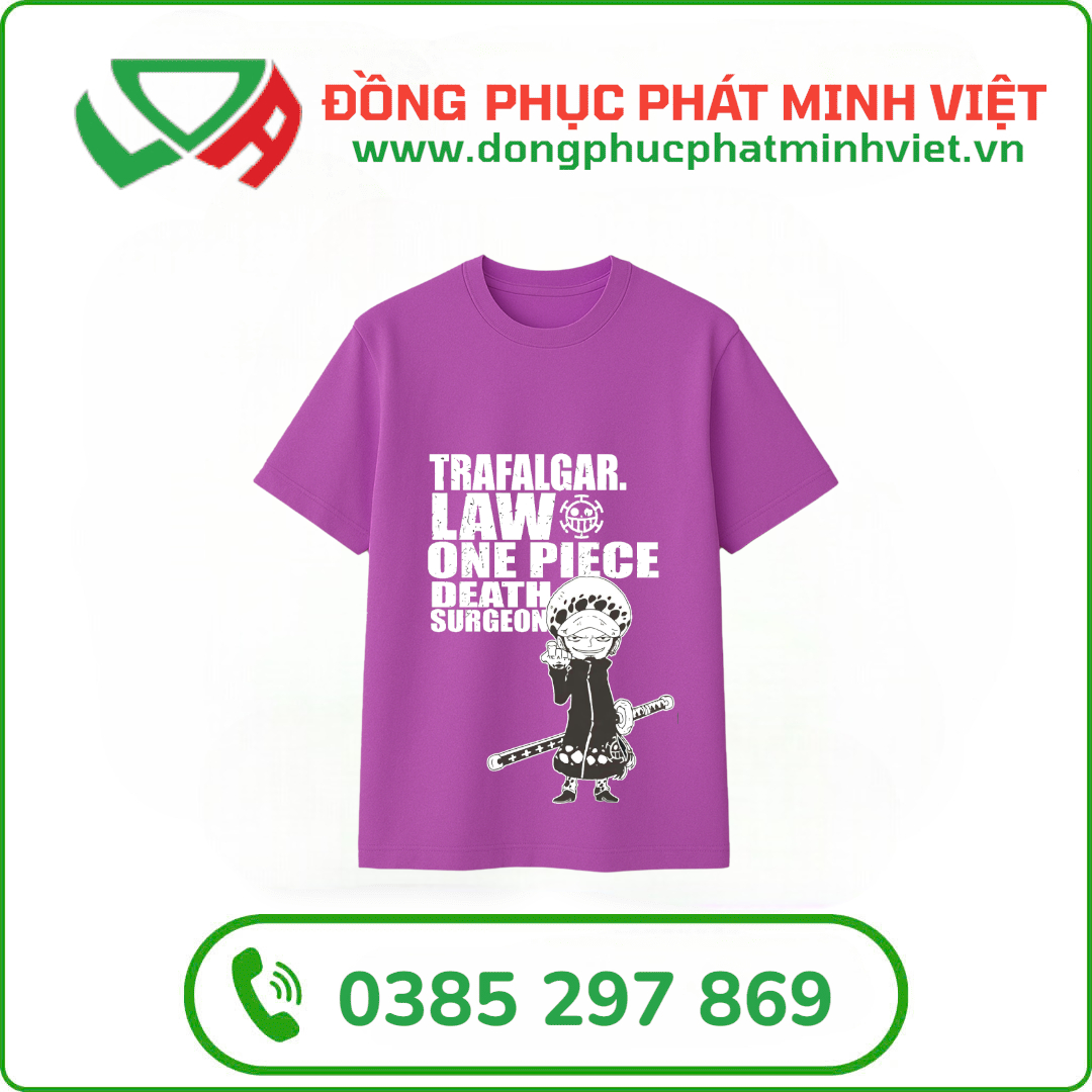 Áo thun cổ tròn màu tím